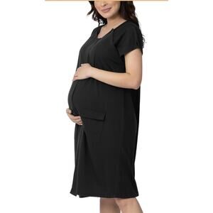 Kindred Bravely Labor Delivery Gown Womens S/M Black Nursing Hospital Birth